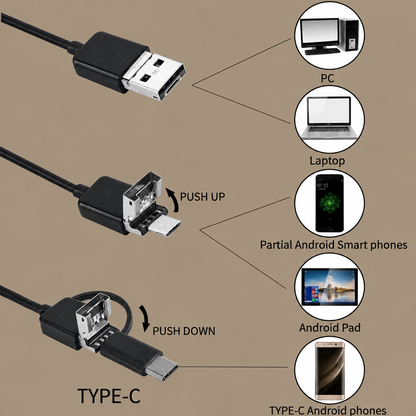 Endoscope camera compatibility with PC laptop Android and Type-C devices